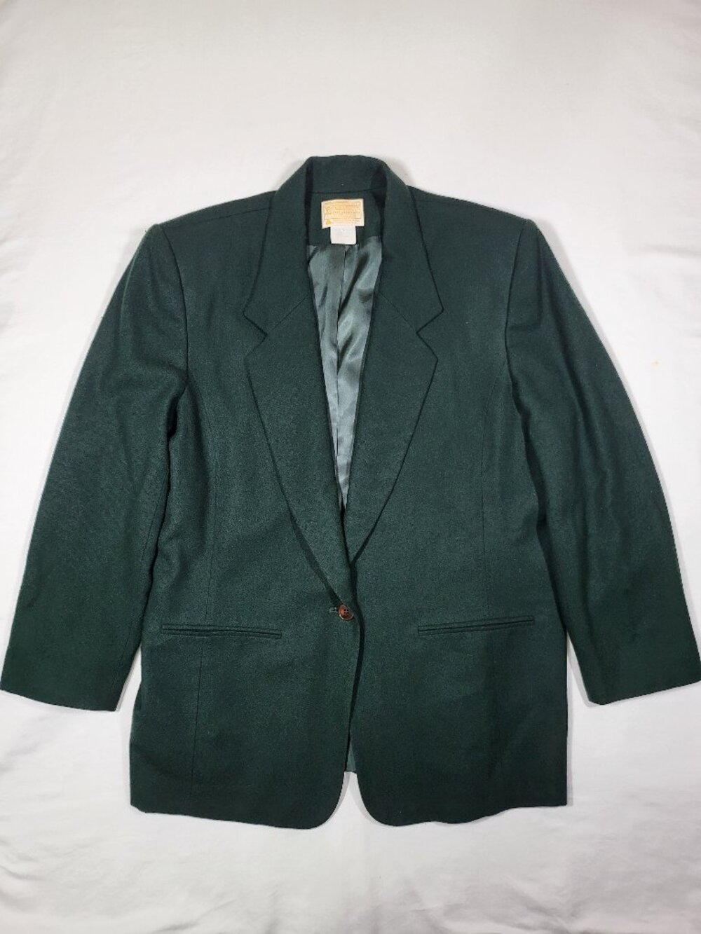 Vintage Pendleton Forest Green 100% Virgin Wool Blazer Jacket Size 16 Made USA